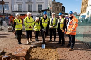 Group of people breaking ground at the Market Square