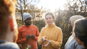 A group of people in the woods