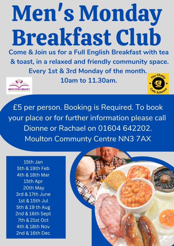 poster detailing breakfast menu and where